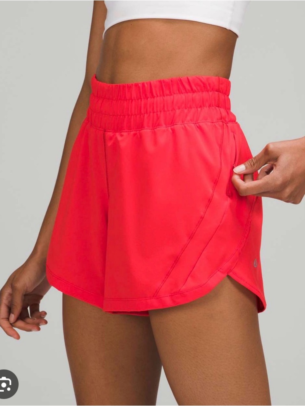 lululemon athletica Track That Bright Red High-Waist Athletic Shorts